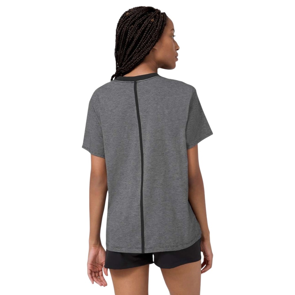 Lululemon Size 4 All Yours Boyfriend Tee Gray Black Striped Short Sleeve T-Shirt